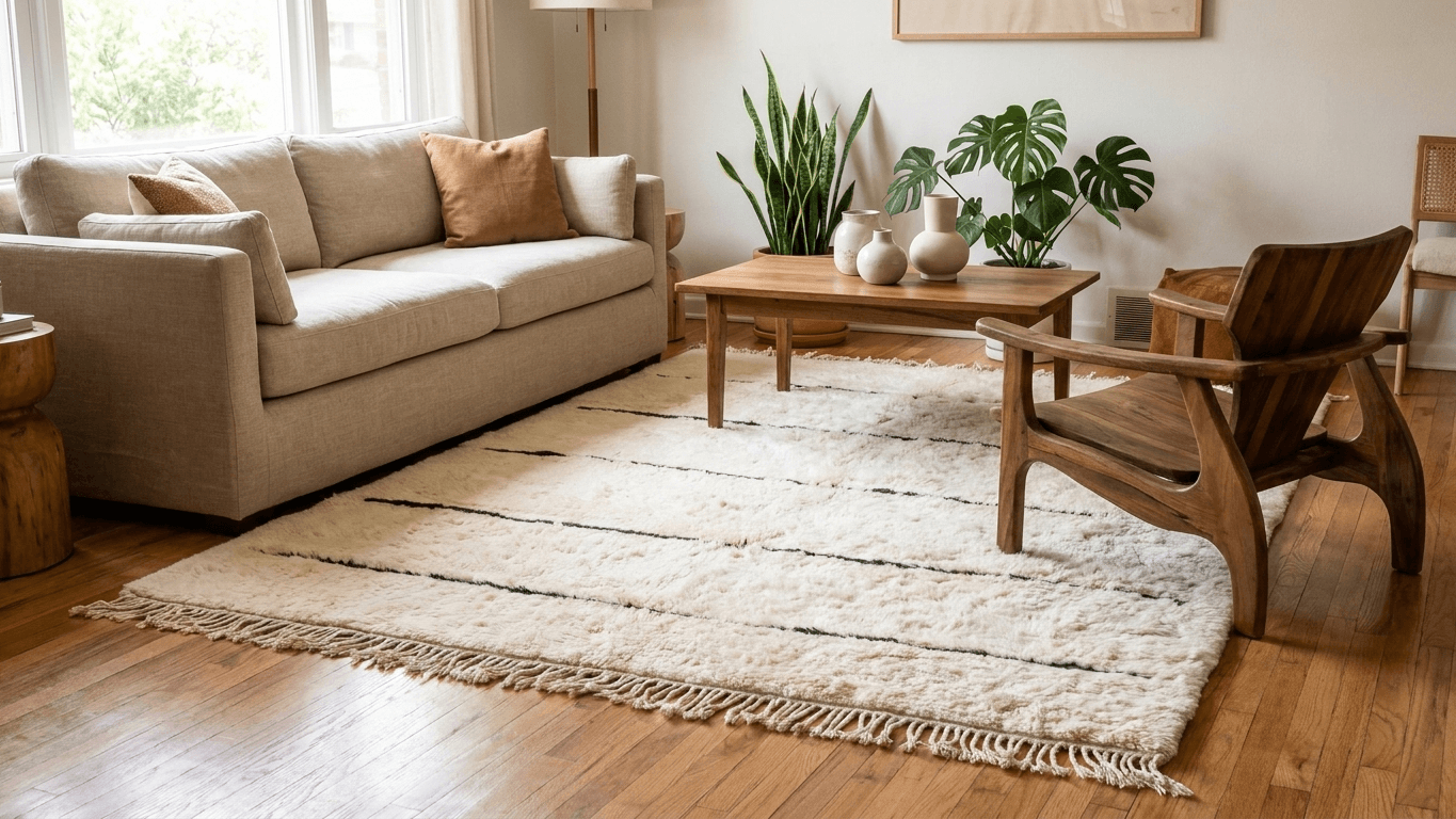 Handmade Wool Rugs Beni Mrirt Boho Style Bedroom Decor