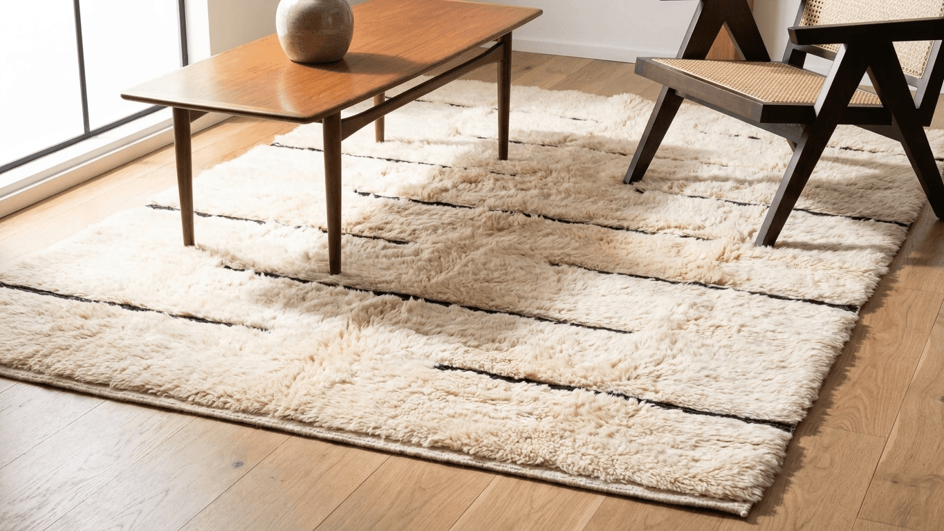 Handmade Wool Rug Beni Mrirt Boho Custom Size Living Room Decor