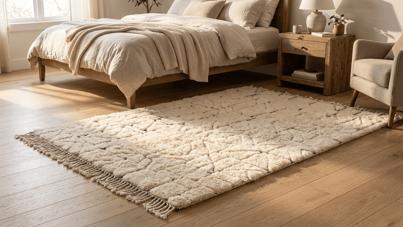 Handmade Wool Rug Beni Mrirt Custom Size Boho Decor