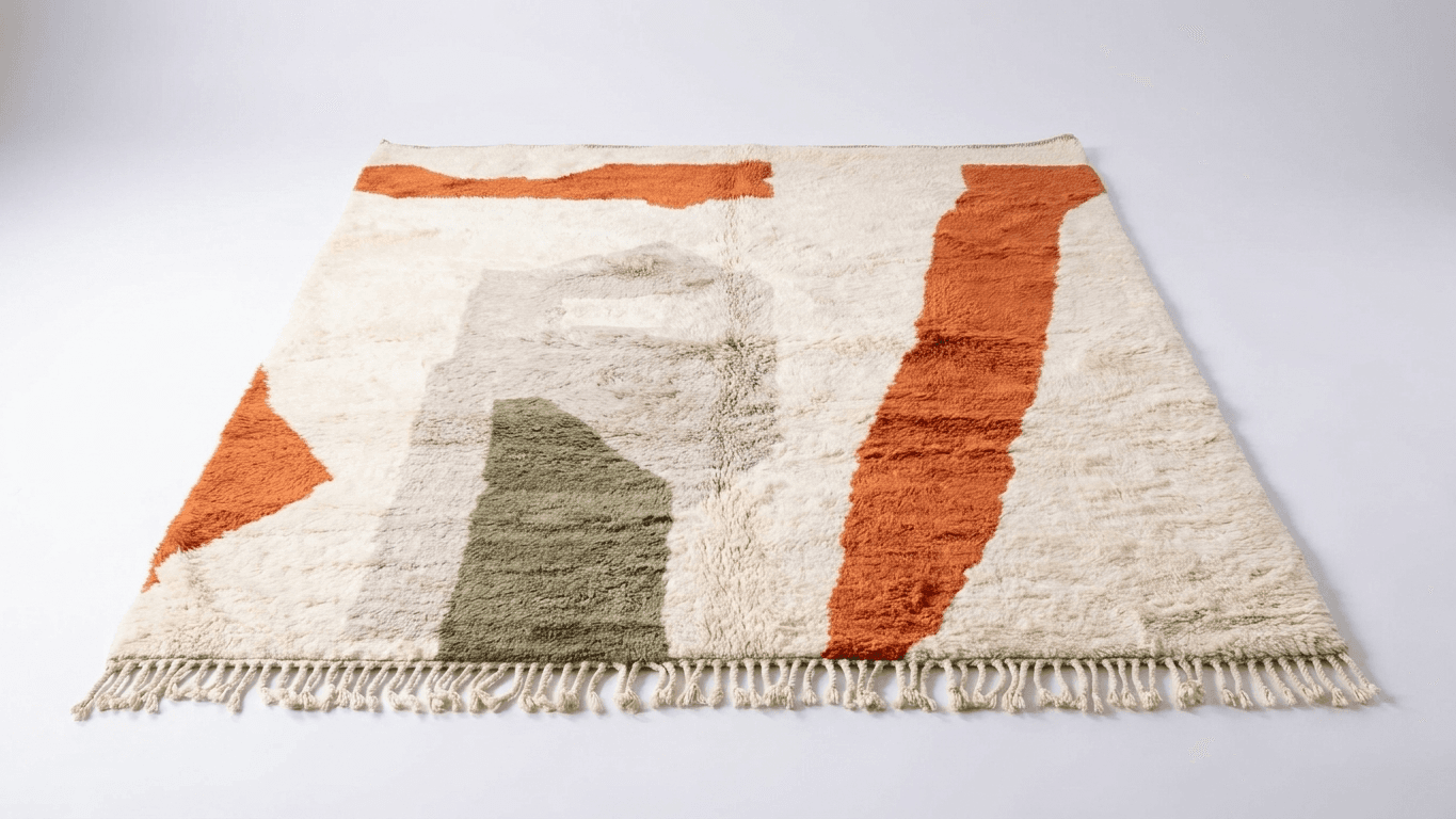 Handmade Wool Rug Beni Mrirt Boho Decor Custom Size