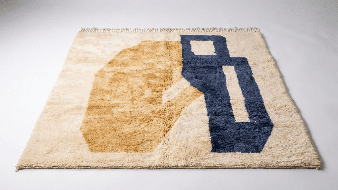 Handmade Wool Rug Beni Mrirt Custom Size Boho Bedroom Decor