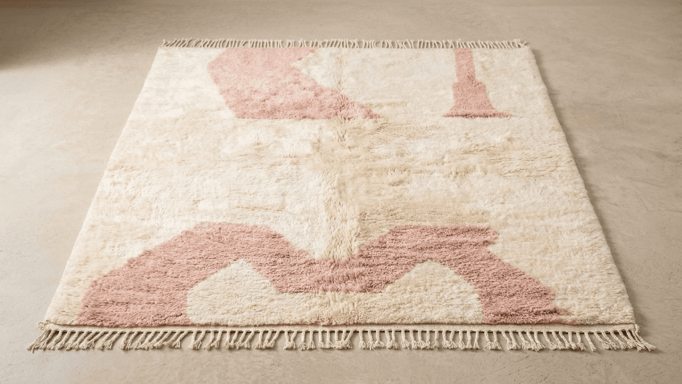 Handmade Wool Beni Mrirt Rug - Boho Modern Decor for Living Room