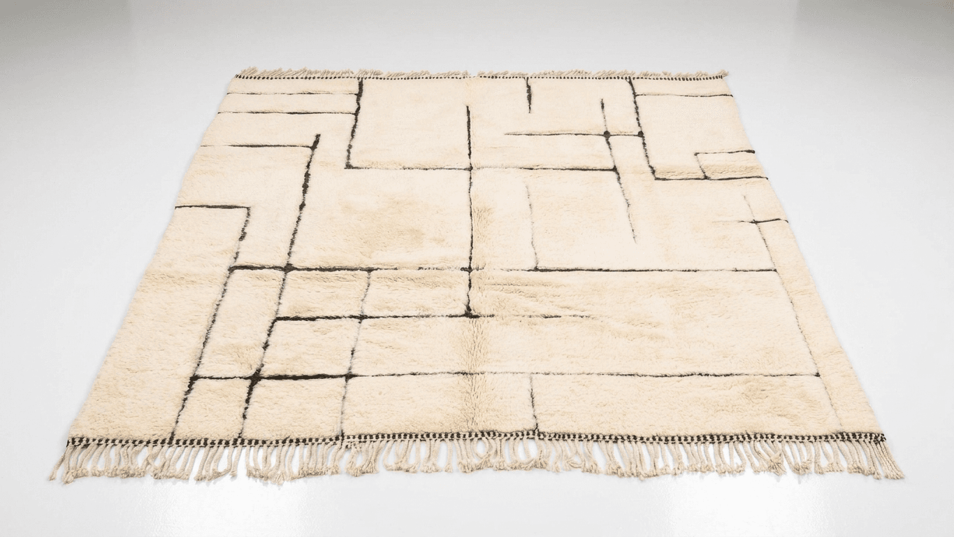 Handmade Wool Beni Mrirt Rug Boho Decor Custom Size