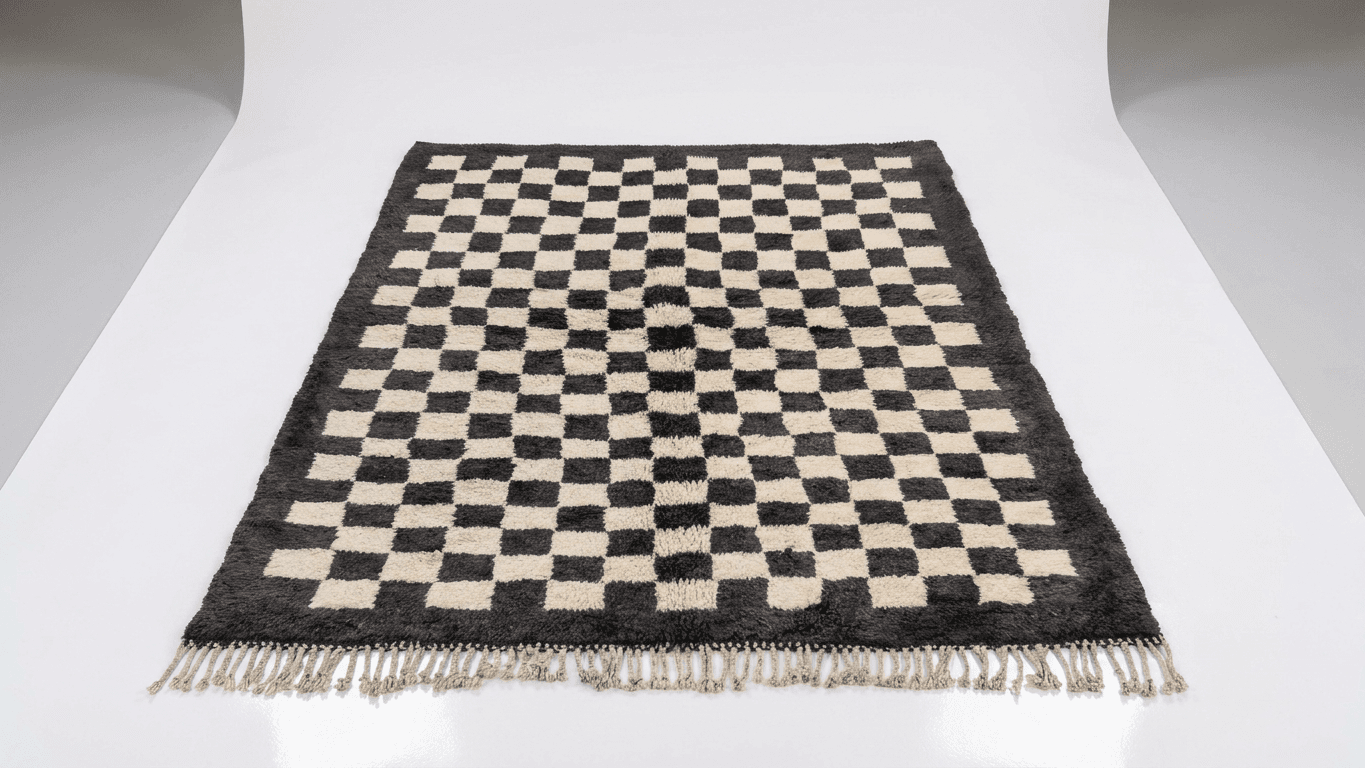 Handmade Wool Beni Mrirt Rug Custom Size Boho Living Room