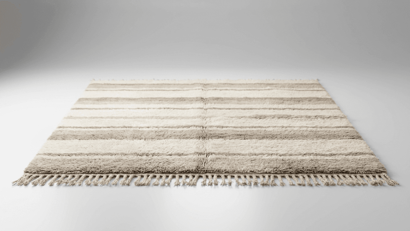 Handmade Wool Rug Beni Mrirt Custom Size Boho Living Room