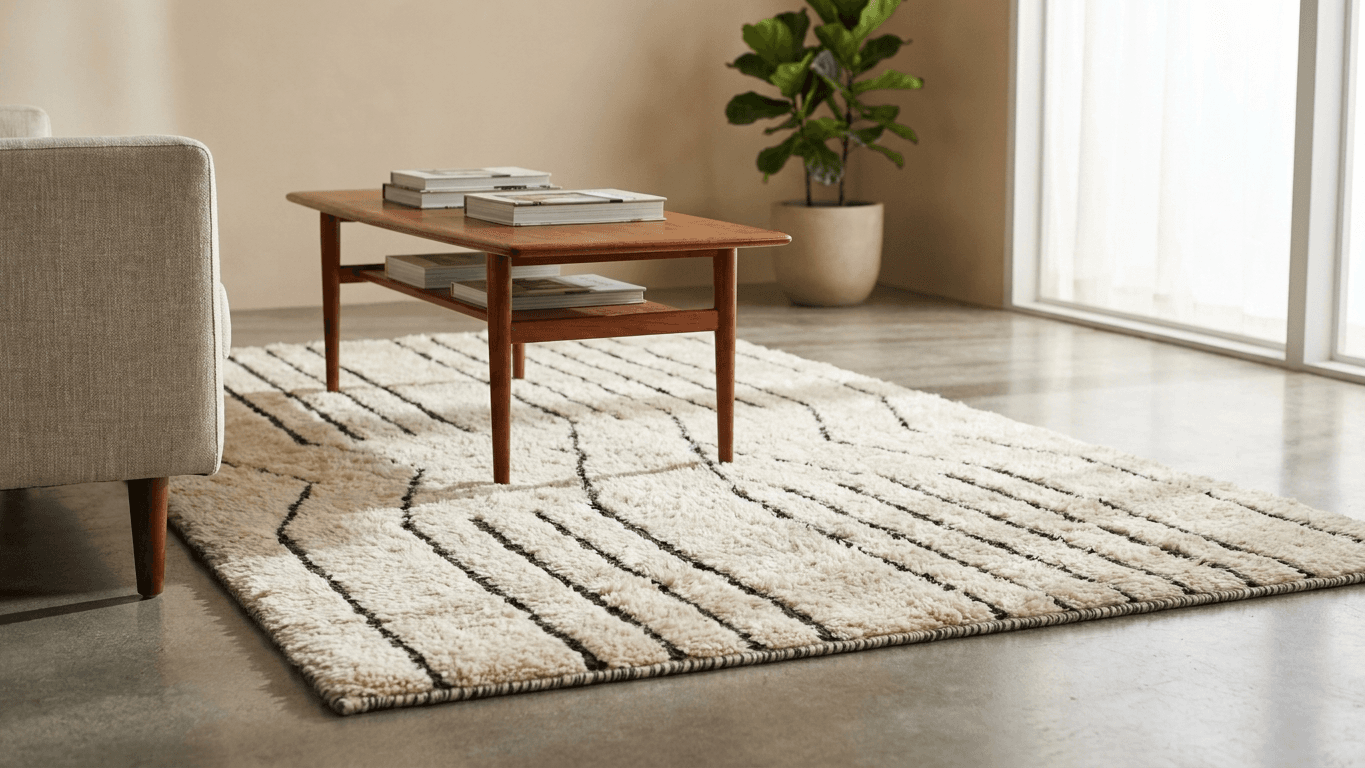 Handmade Wool Rug Custom Size Boho Beni Mrirt Bedroom Decor