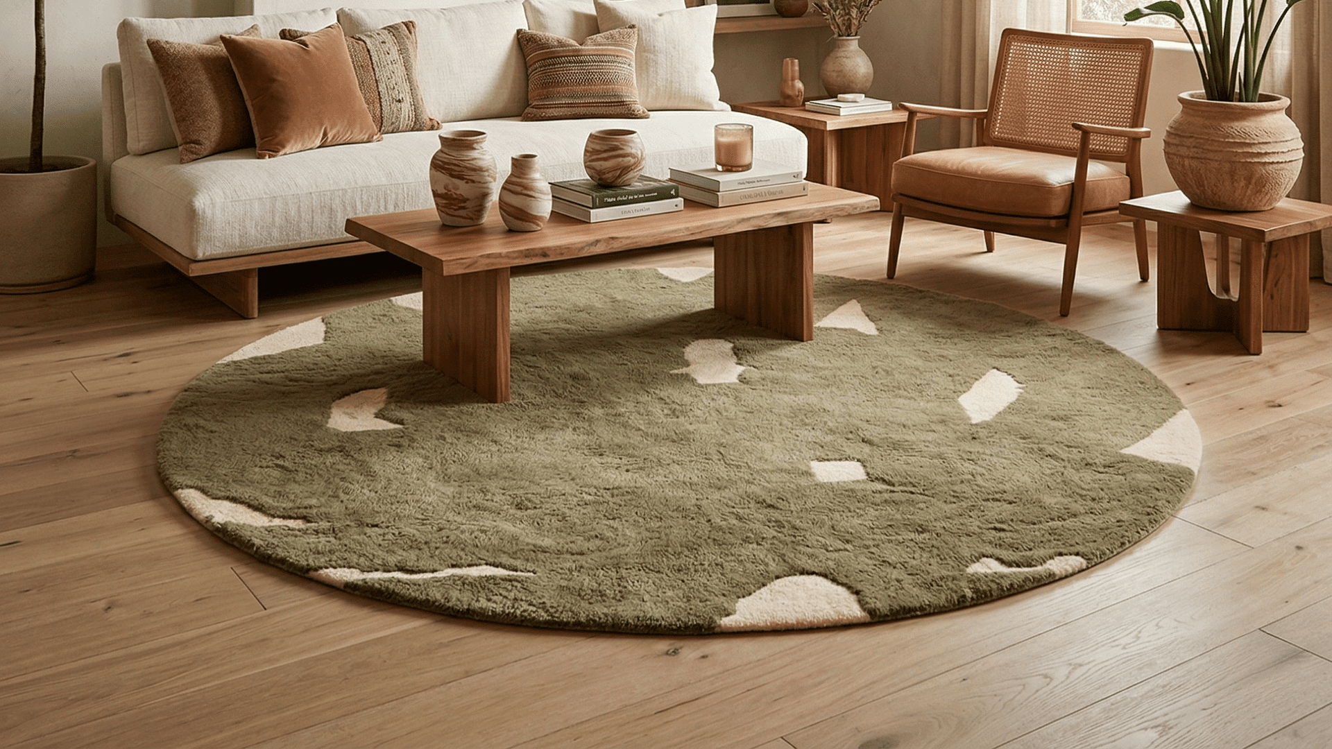 Handmade Wool Rug Beni Mrirt Boho Style Living Room Custom Size