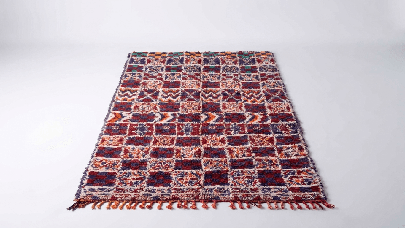 Handmade Wool Boujad Rug Custom Size Boho Living Room