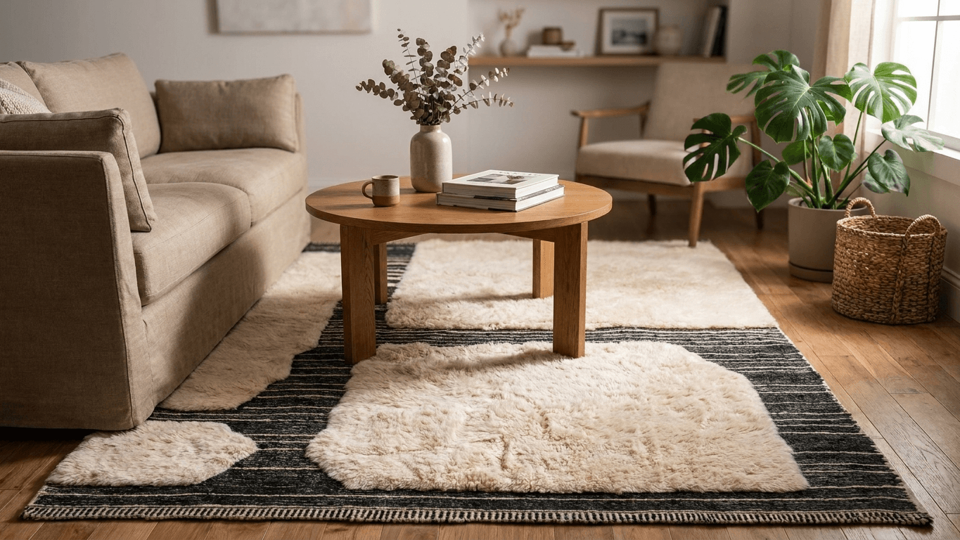 Handmade Wool Rugs Beni Mrirt Boho Living Room Decor