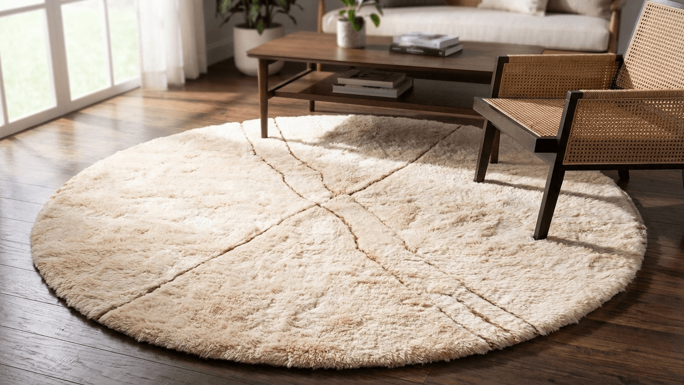 Handmade Wool Rugs Custom Size Boho Beni Mrirt Living Room