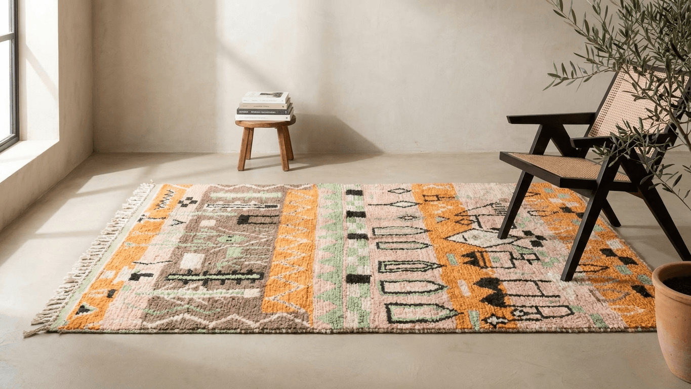 Handmade Wool Rugs Boujad Custom Boho Living Room