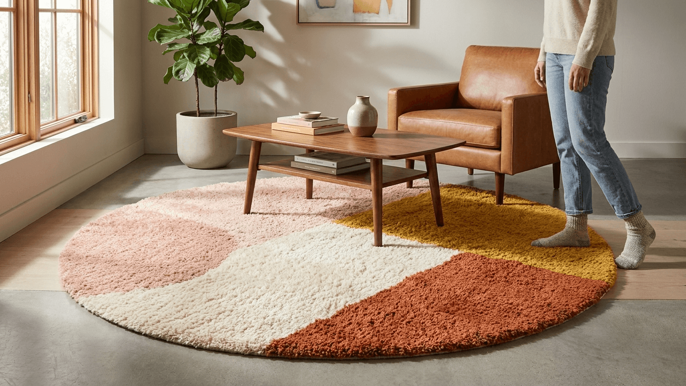Handmade Wool Rug Beni Mrirt Boho Modern Custom Size Tangerine Dream