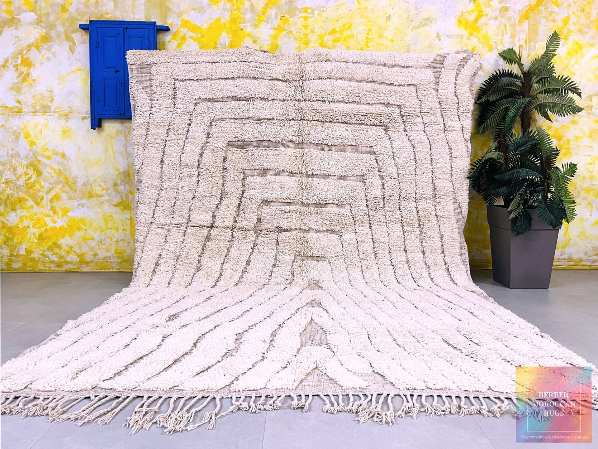 Ivory Tiered Beni Ourain Rug