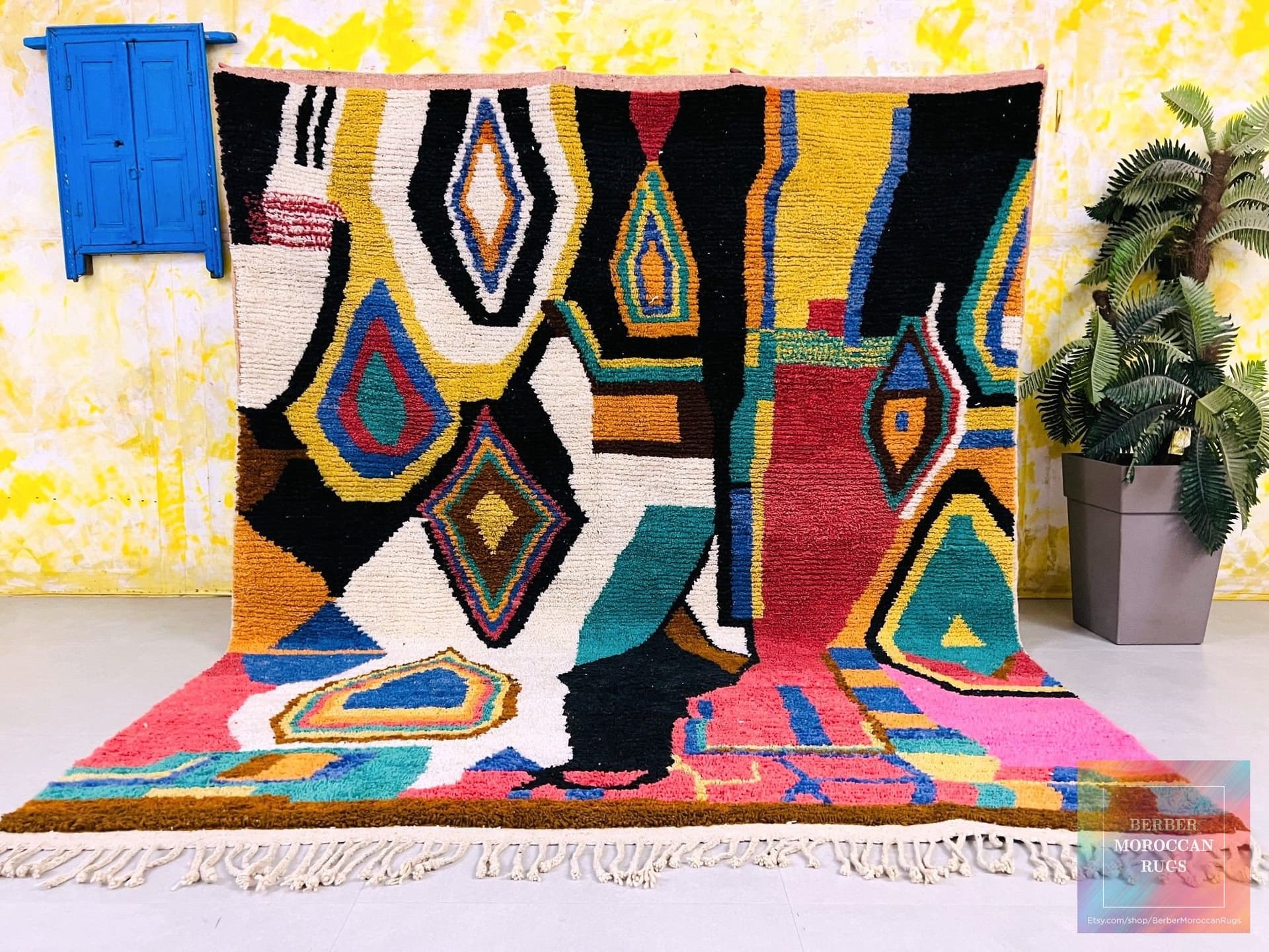 Multicolor Diamond Beni Ourain Rug