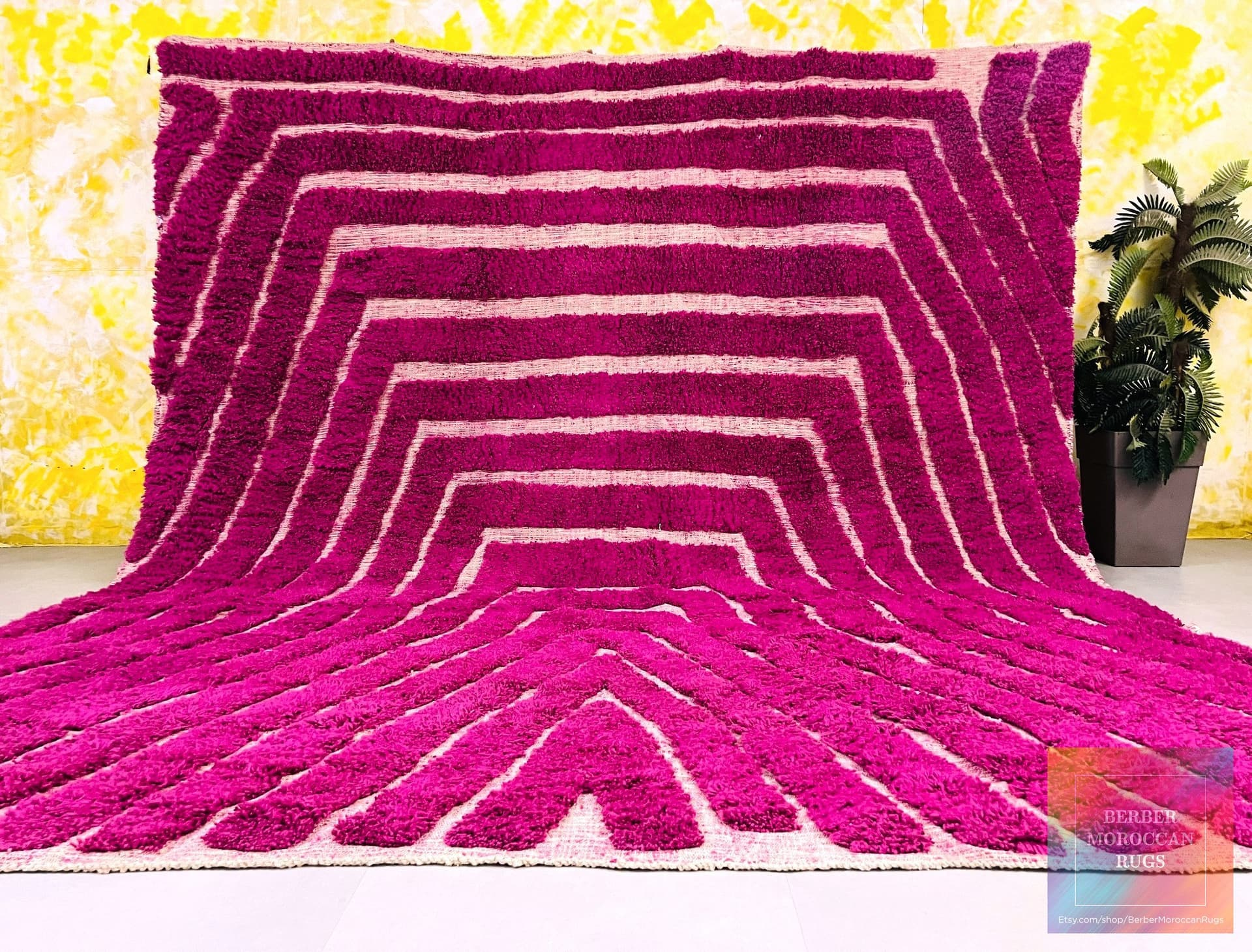 Purple Beni Ourain Rug - Moroccan Wool Rug - Berber Area Rug - Custom Rugs For Bedroom - Handmade Rugs For Living Room - Home Decor