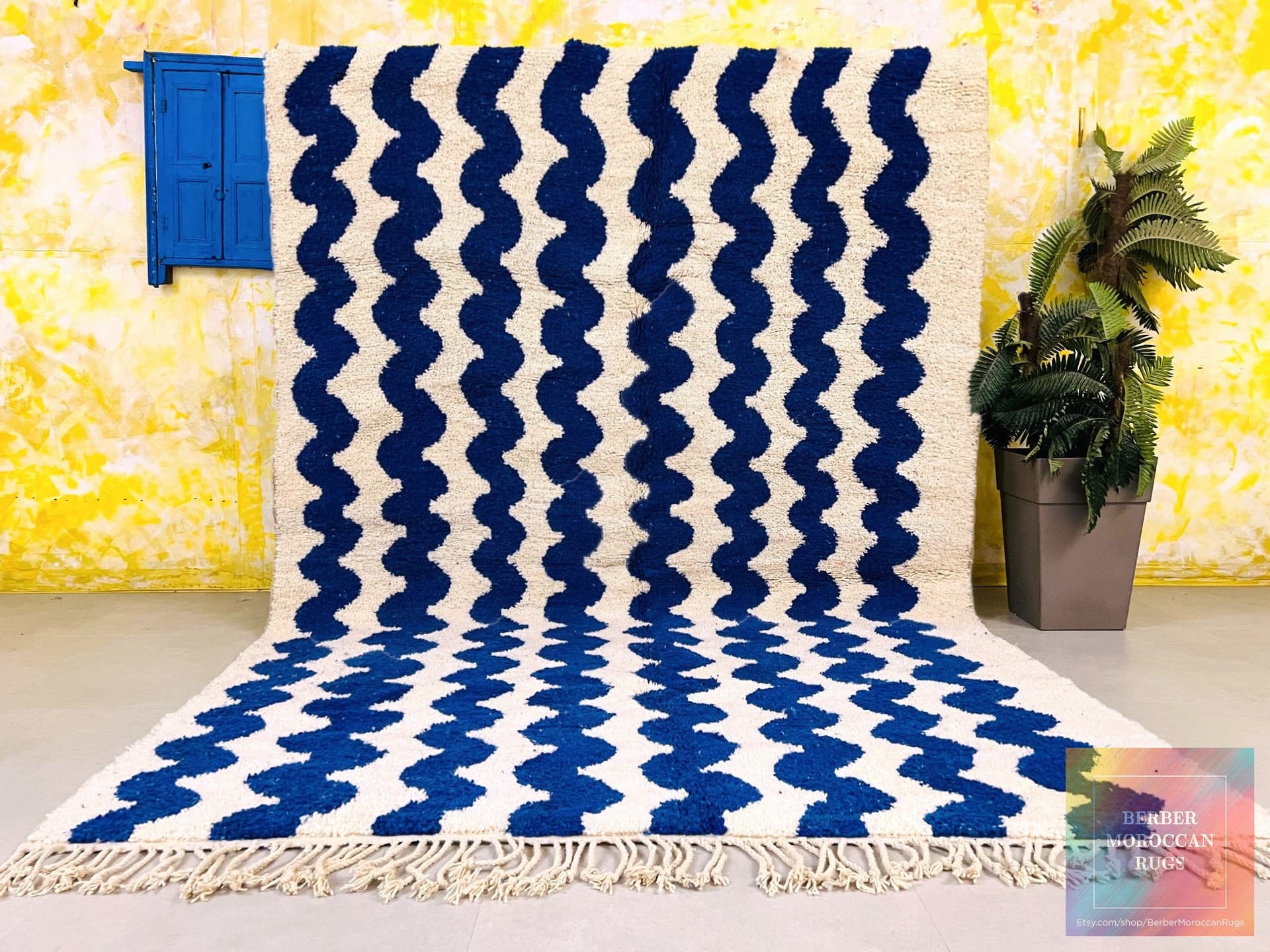 Authentic Moroccan Rug, Beni Ourain Rug, Custom Beni Ourain Rug, Large Moroccan Rug, Custom Rug, Blue Rug, Handmade wool Rug, Berber Carpet