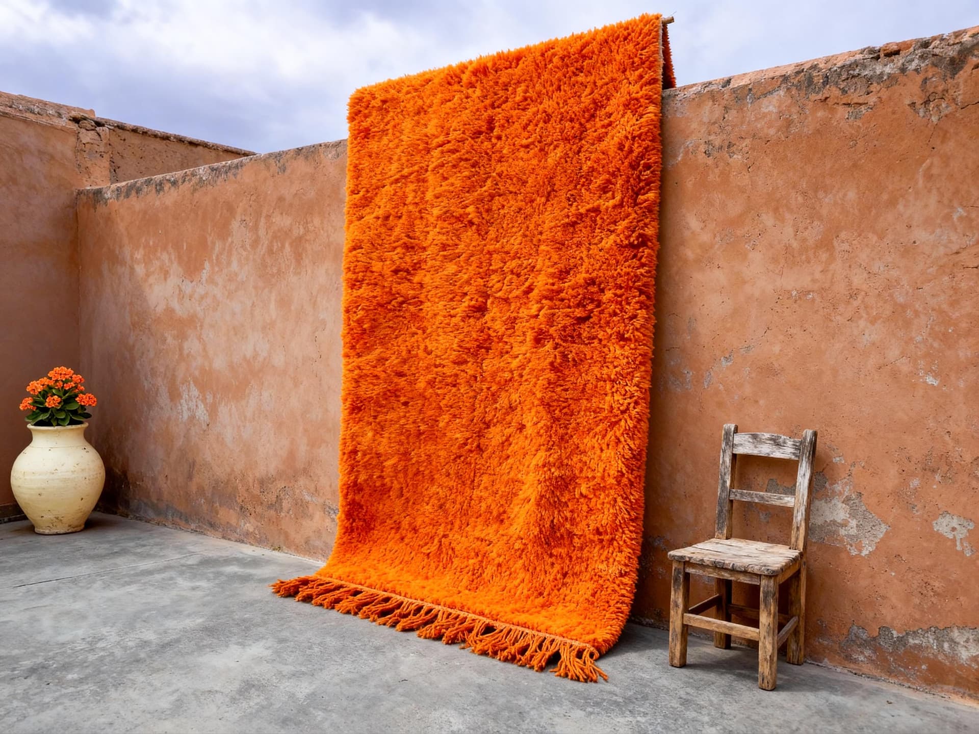 Orange Plush Shag Rug