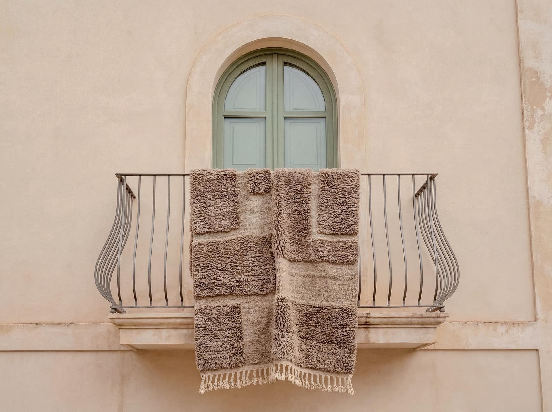 Taupe Patchwork Shag Rug