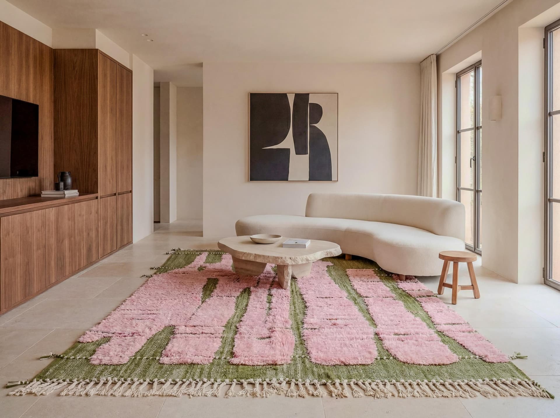 Pink Block Abstract Rug