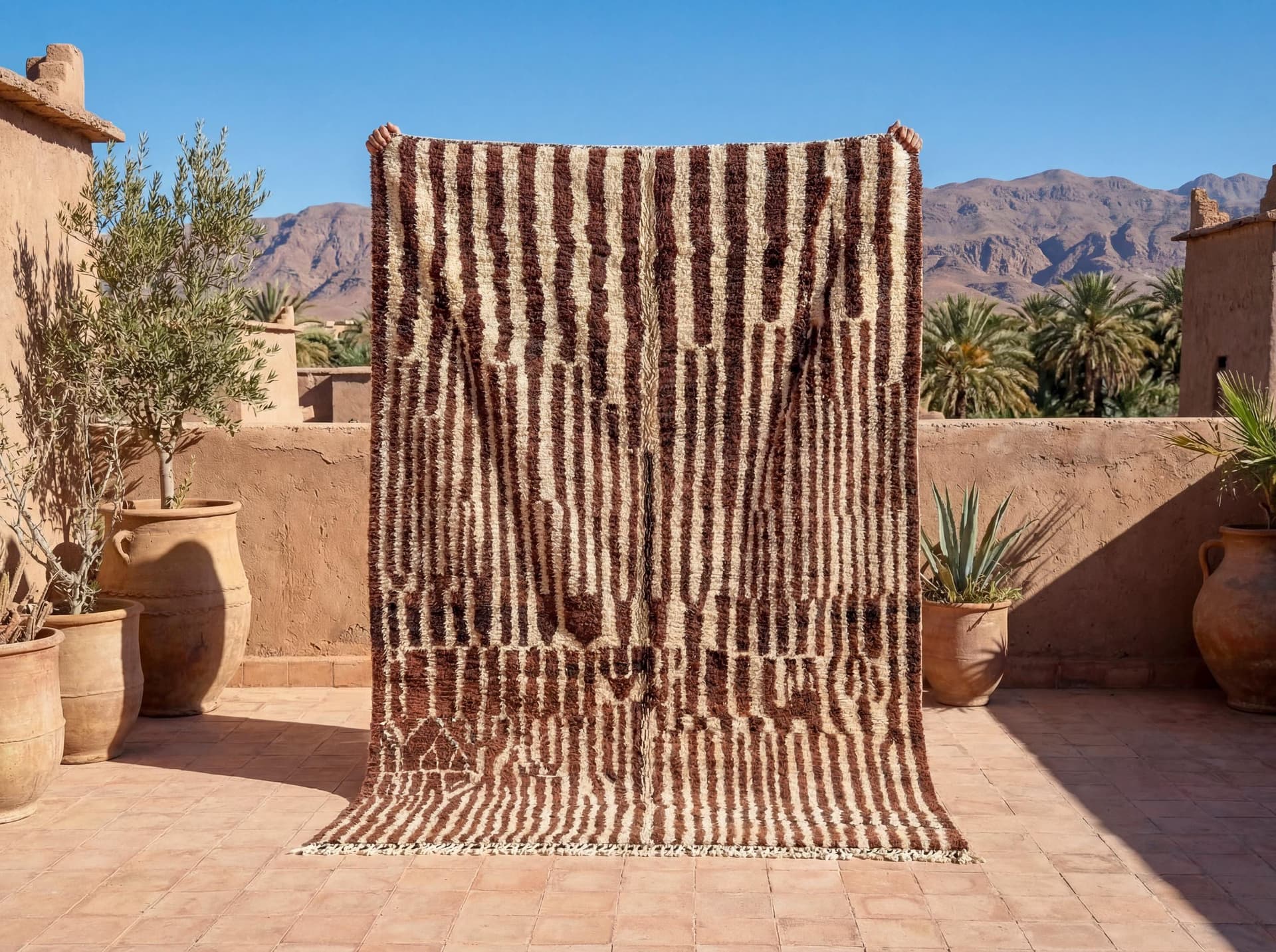 Brown Ivory Striped Rug