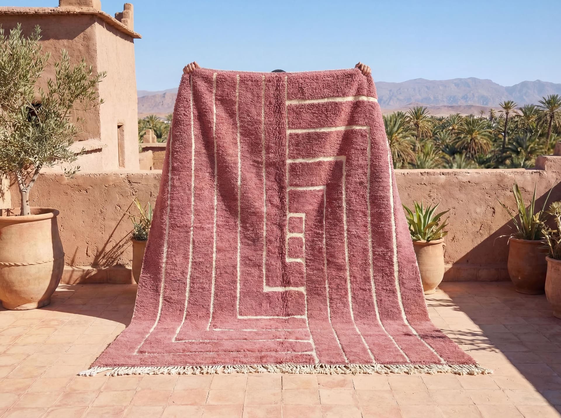 Pink Maze Beni Ourain Rug
