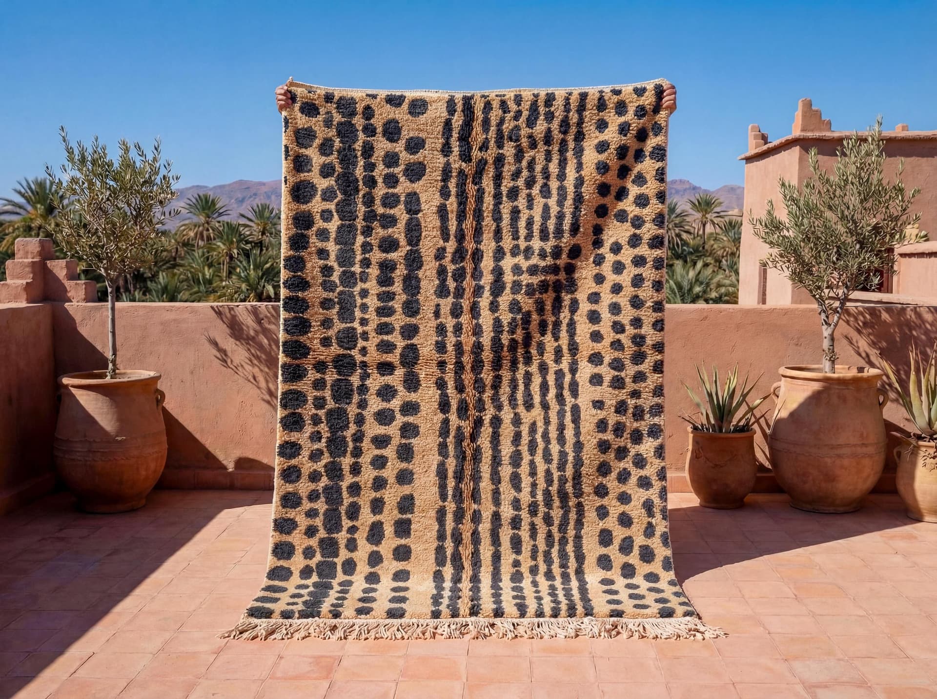 Beige Dotted Stripe Rug