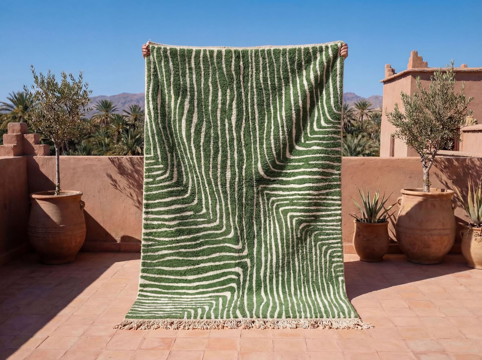 Green Contour Abstract Rug
