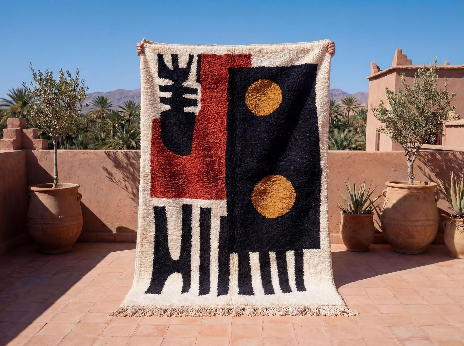 Black Circle Abstract Rug