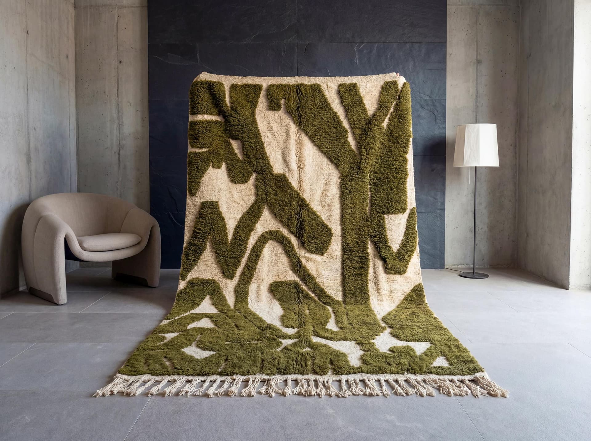 Olive Sculpted Abstract Rug