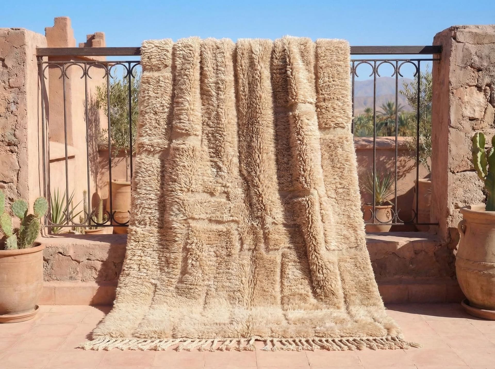 Ivory Sculpted Grid Rug