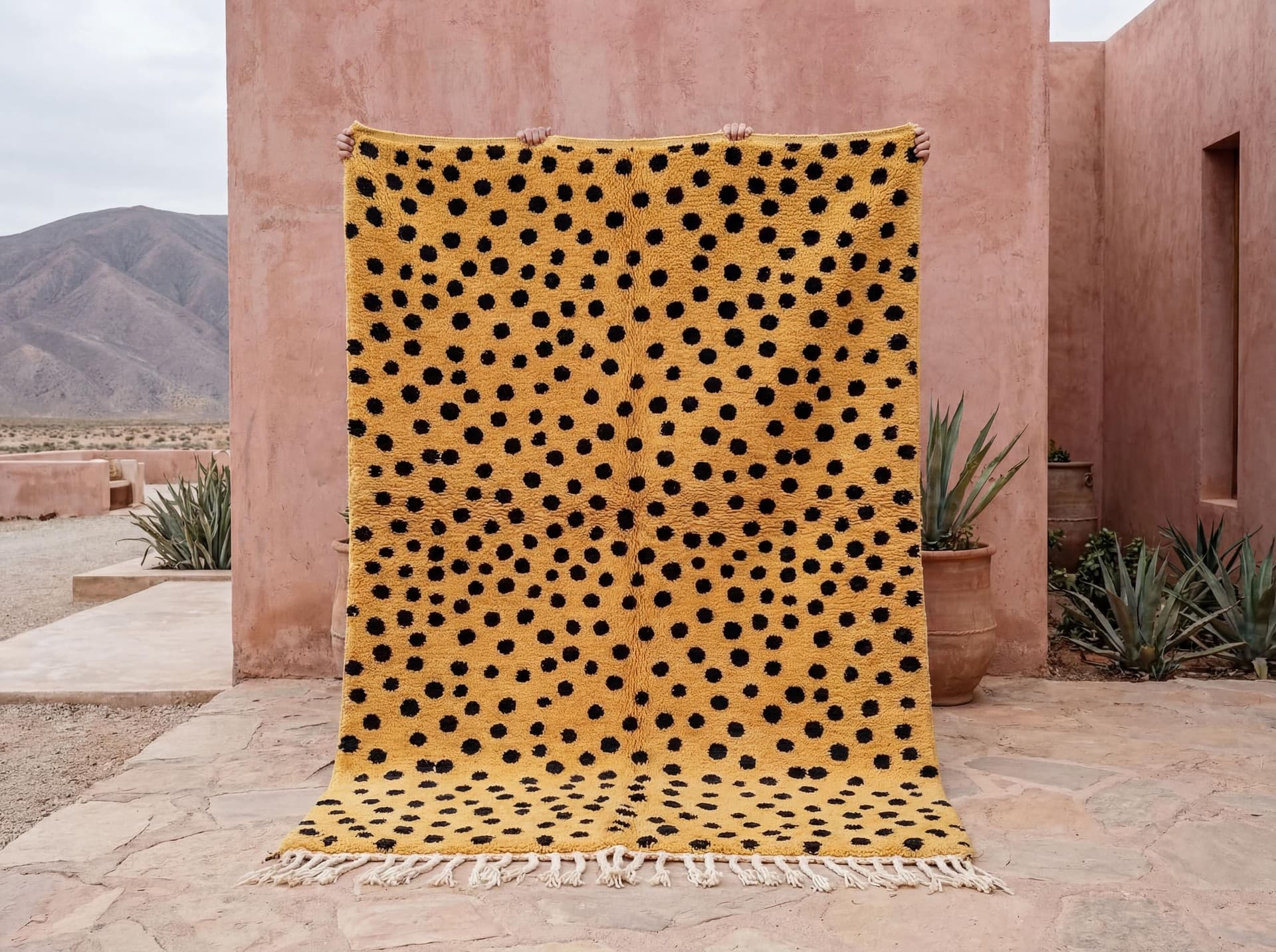 Mustard Spotted Shag Rug