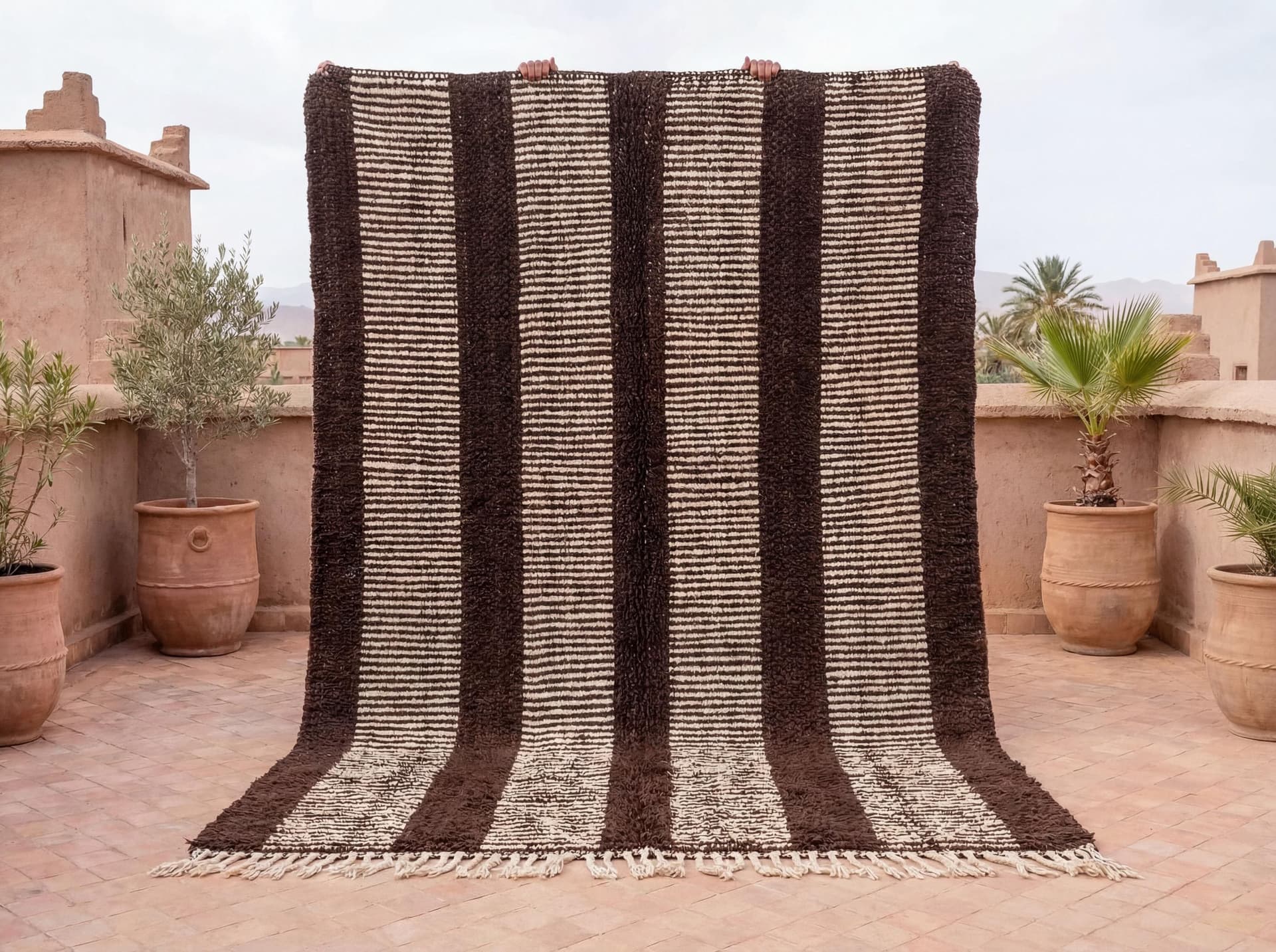 Brown Ivory Vertical Stripe Rug