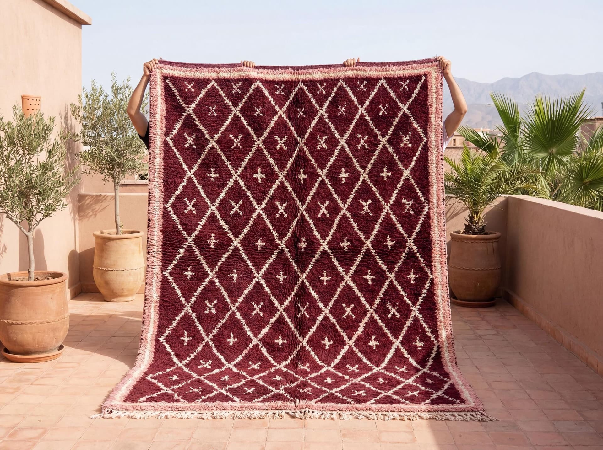 Burgundy Diamond Lattice Rug