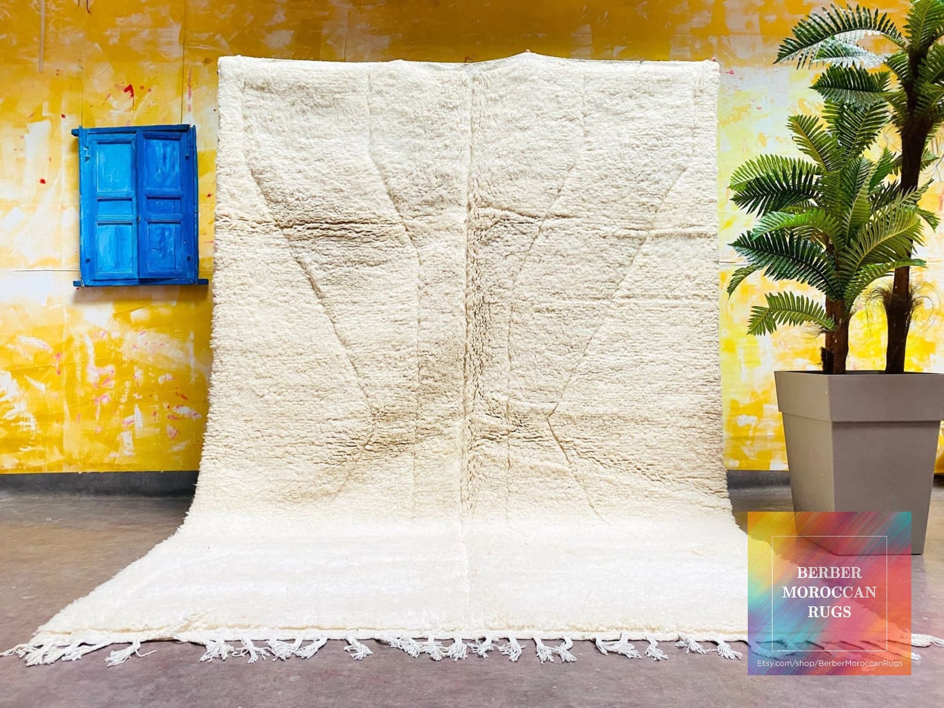 Beni Ourain solid rug - 100% wool Beber Moroccan carpet